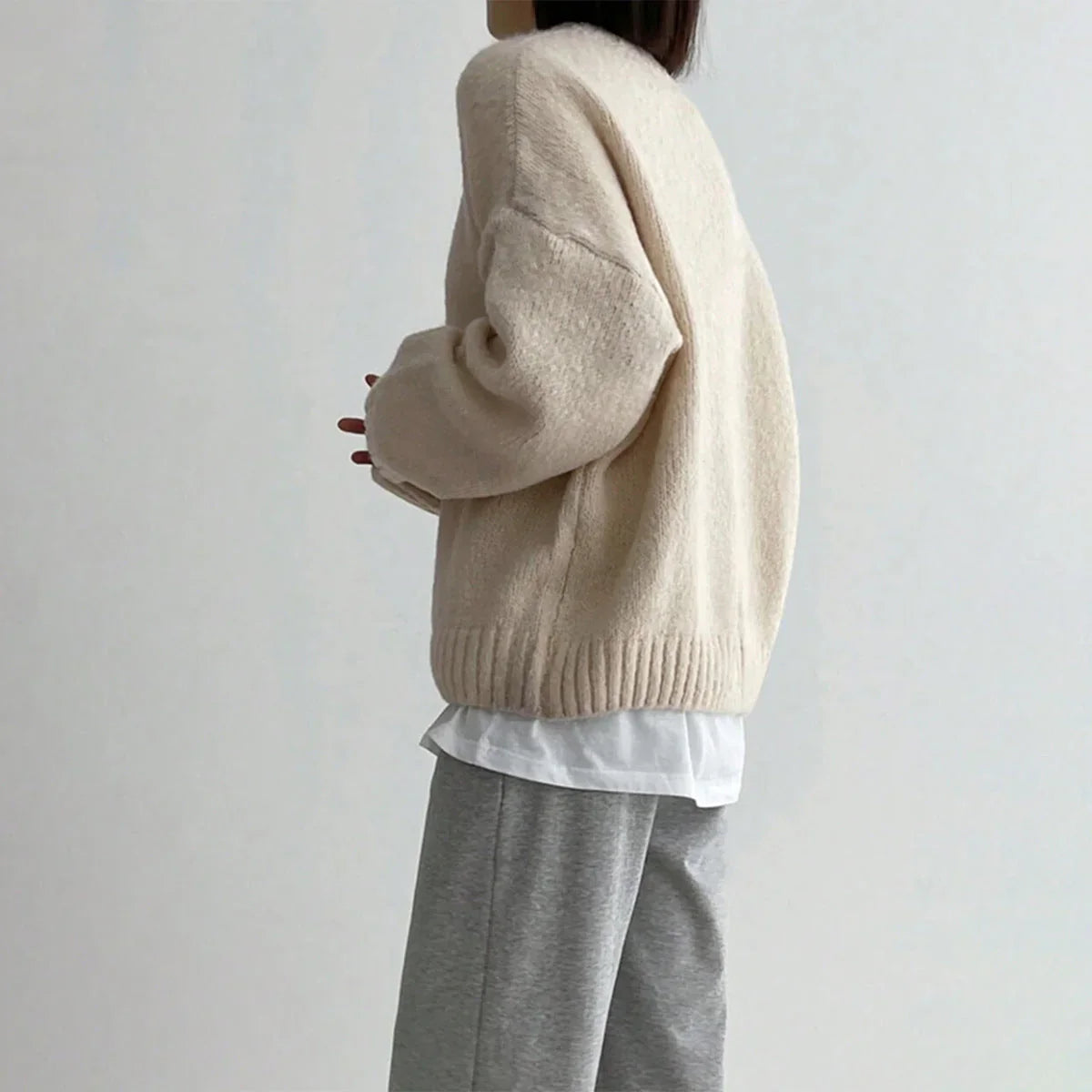 Pull Femme Oversize Col Rond Chic 3