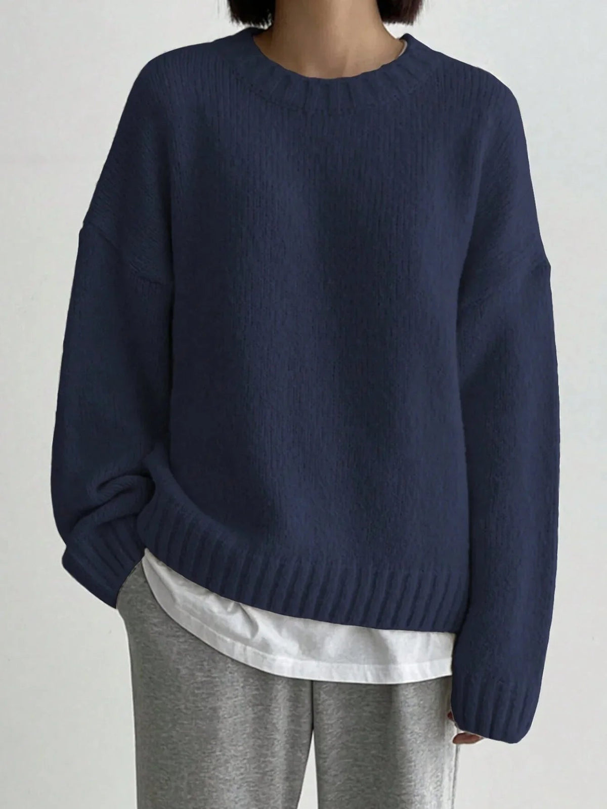 Pull Femme Oversize Col Rond Chic 4