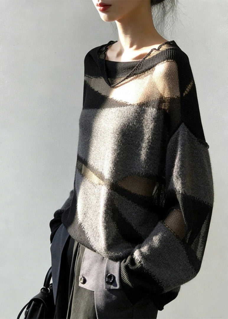 Pull Femme Oversize Patchwork Tricot Automnal 3