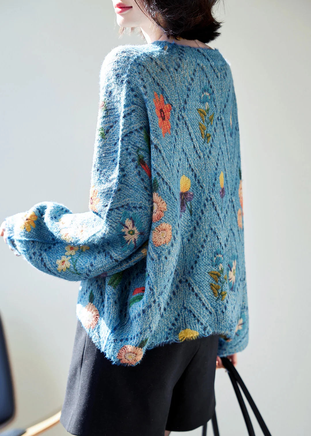 Pull Femme Oversize à Motif Floral Automnal 2