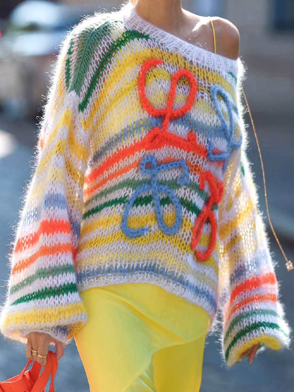 Pull Femme Rayé Arc-en-Ciel Décontracté 2