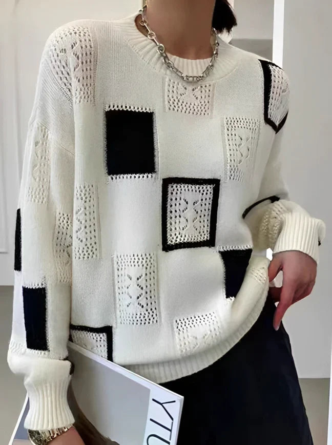 Pull Femme Rétro Patchwork Chic 1