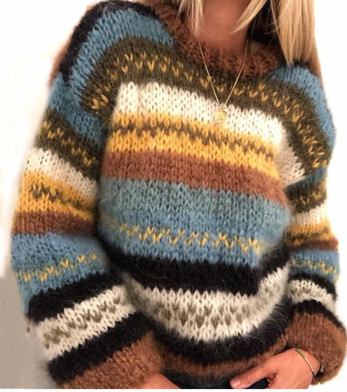 Pull Femme Tricoté Chaud Acrylique et Laine