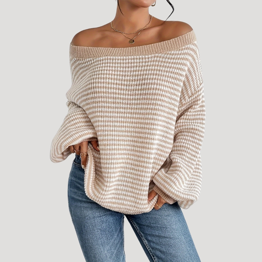 Pull Femme Tricoté Oversize à Rayures 2