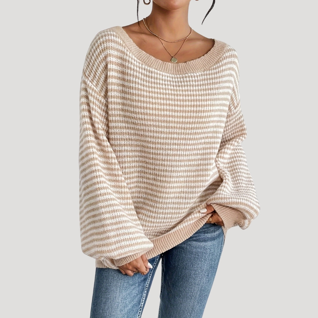 Pull Femme Tricoté Oversize à Rayures 3