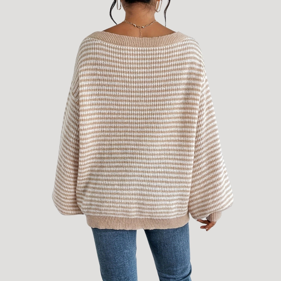 Pull Femme Tricoté Oversize à Rayures 4