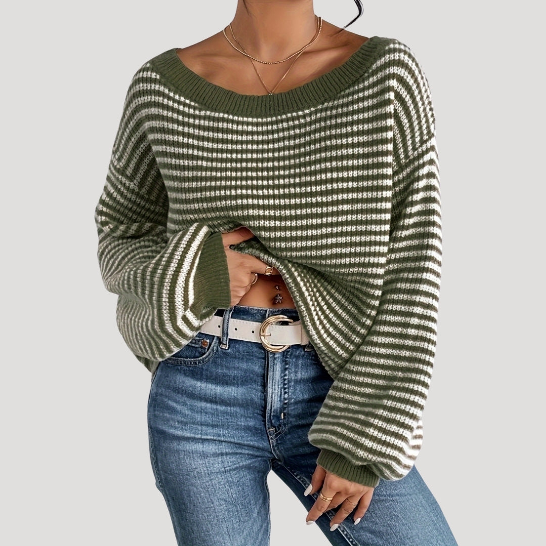 Pull Femme Tricoté Oversize à Rayures 5