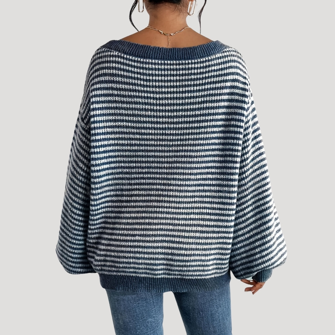 Pull Femme Tricoté Oversize à Rayures 7