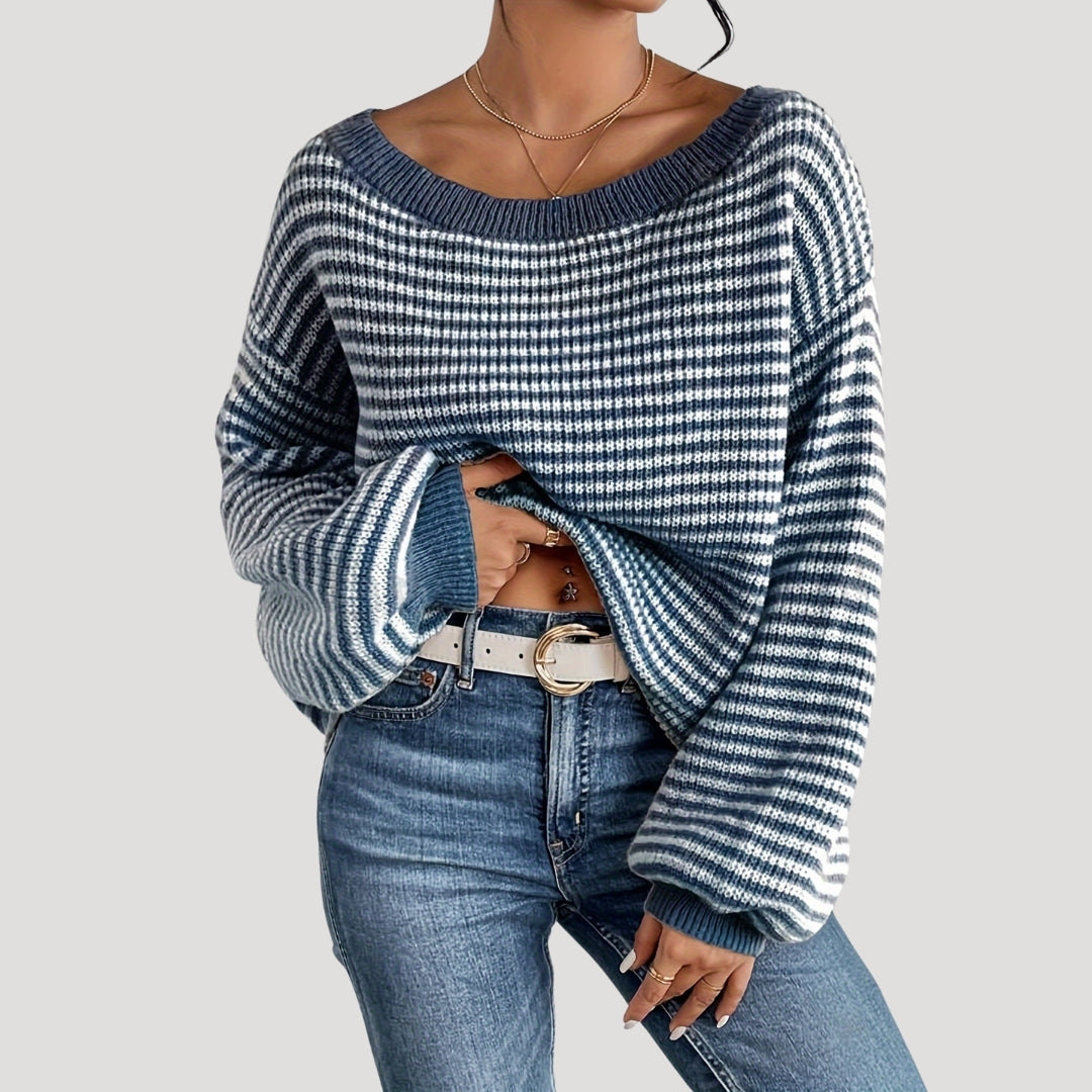 Pull Femme Tricoté Oversize à Rayures 8