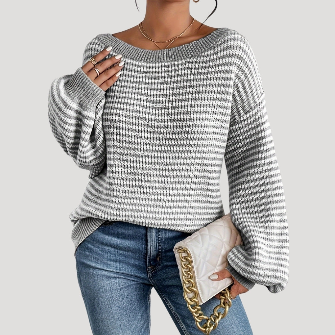 Pull Femme Tricoté Oversize à Rayures 9