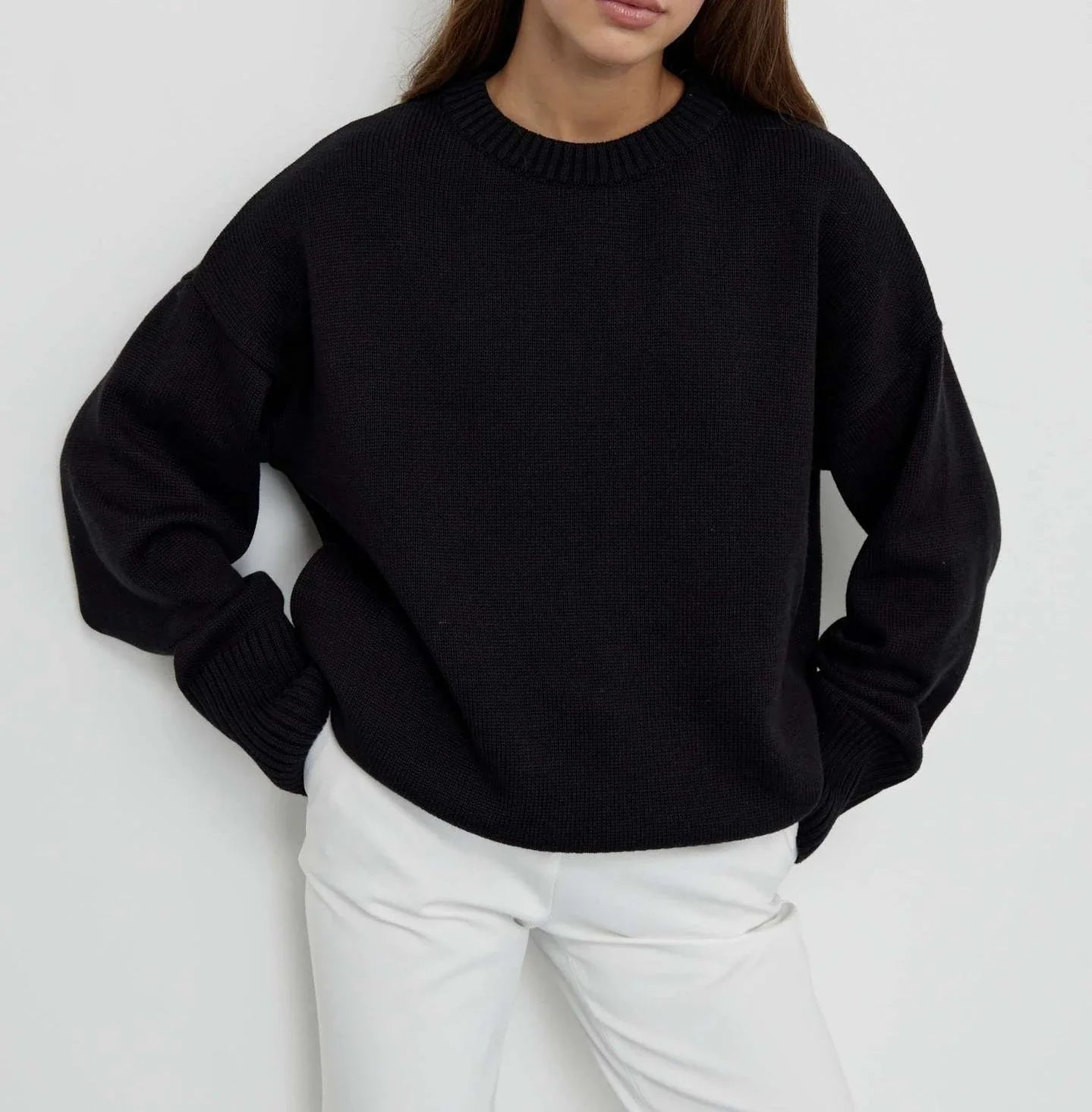 Pull Femme Tricoté Ronde Col Chaud