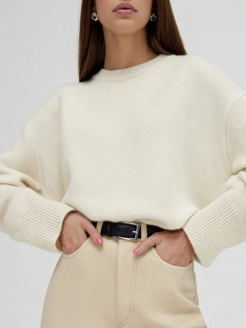 Pull Femme Tricoté Ronde Col Chaud