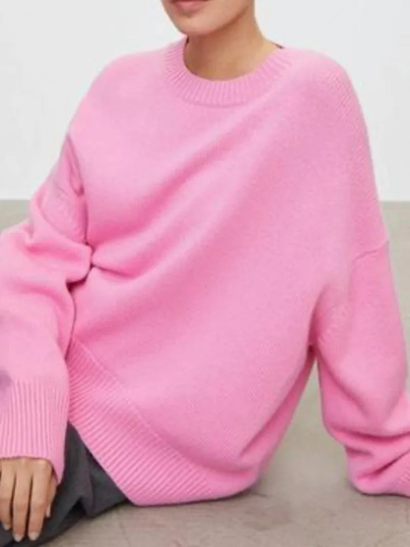 Pull Femme Tricoté Ronde Col Chaud