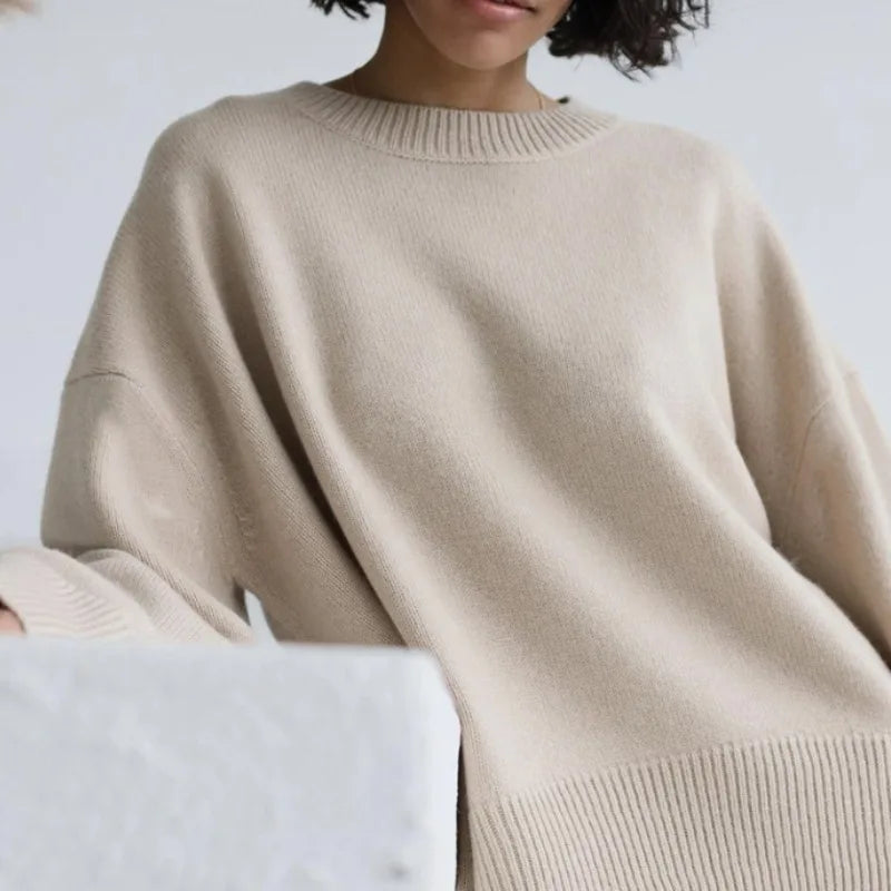 Pull Femme Tricoté Ronde Col Chaud