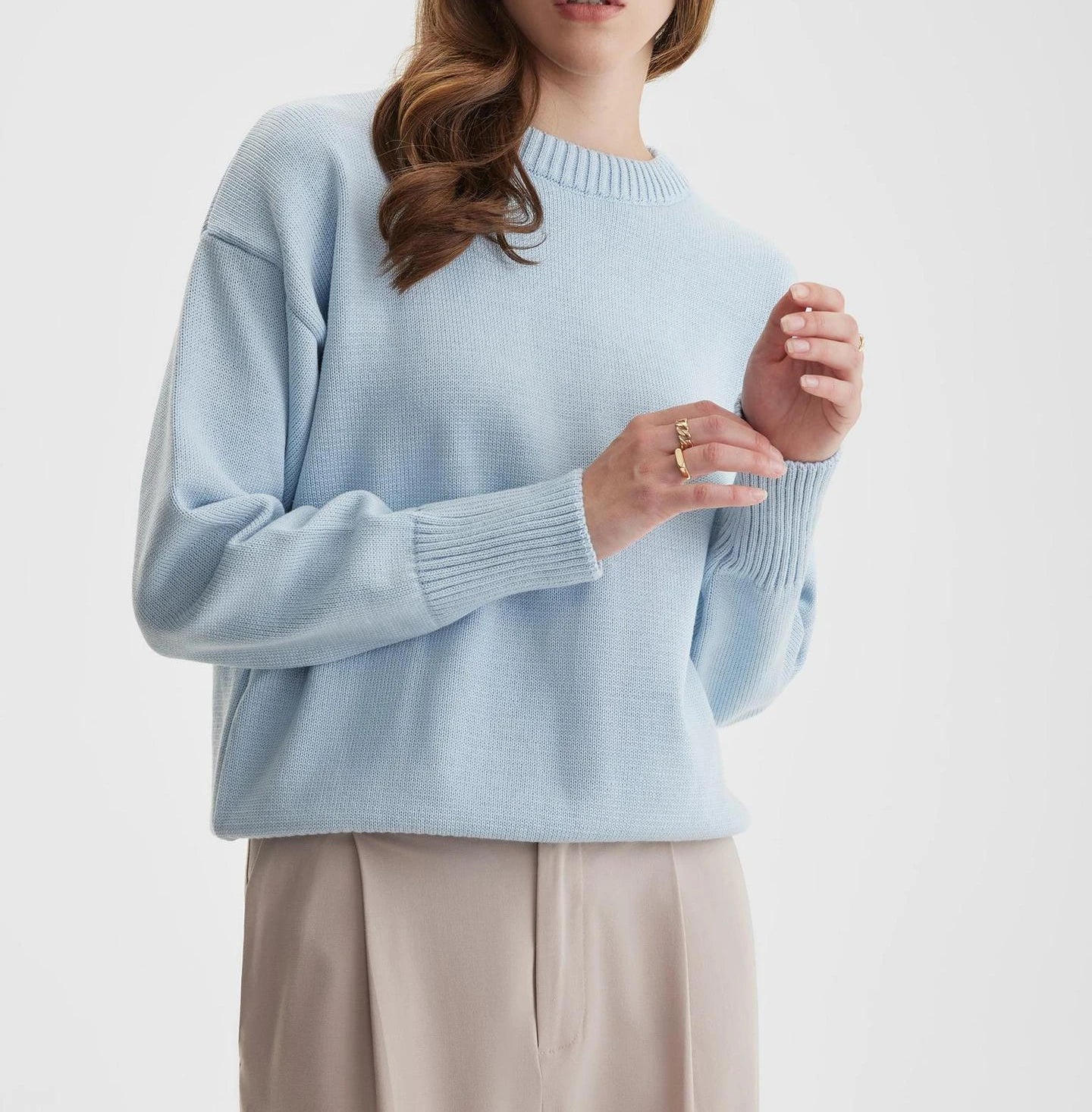 Pull Femme Tricoté Ronde Col Chaud