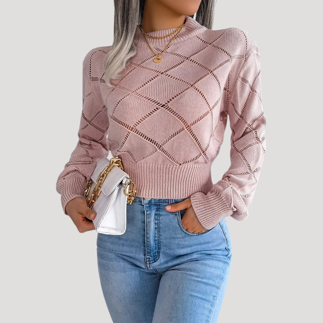 Pull Femme Tricoté à Encolure Haute 1