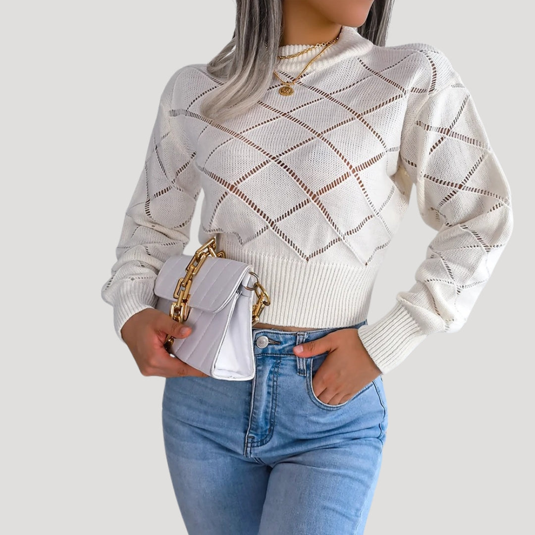 Pull Femme Tricoté à Encolure Haute 3