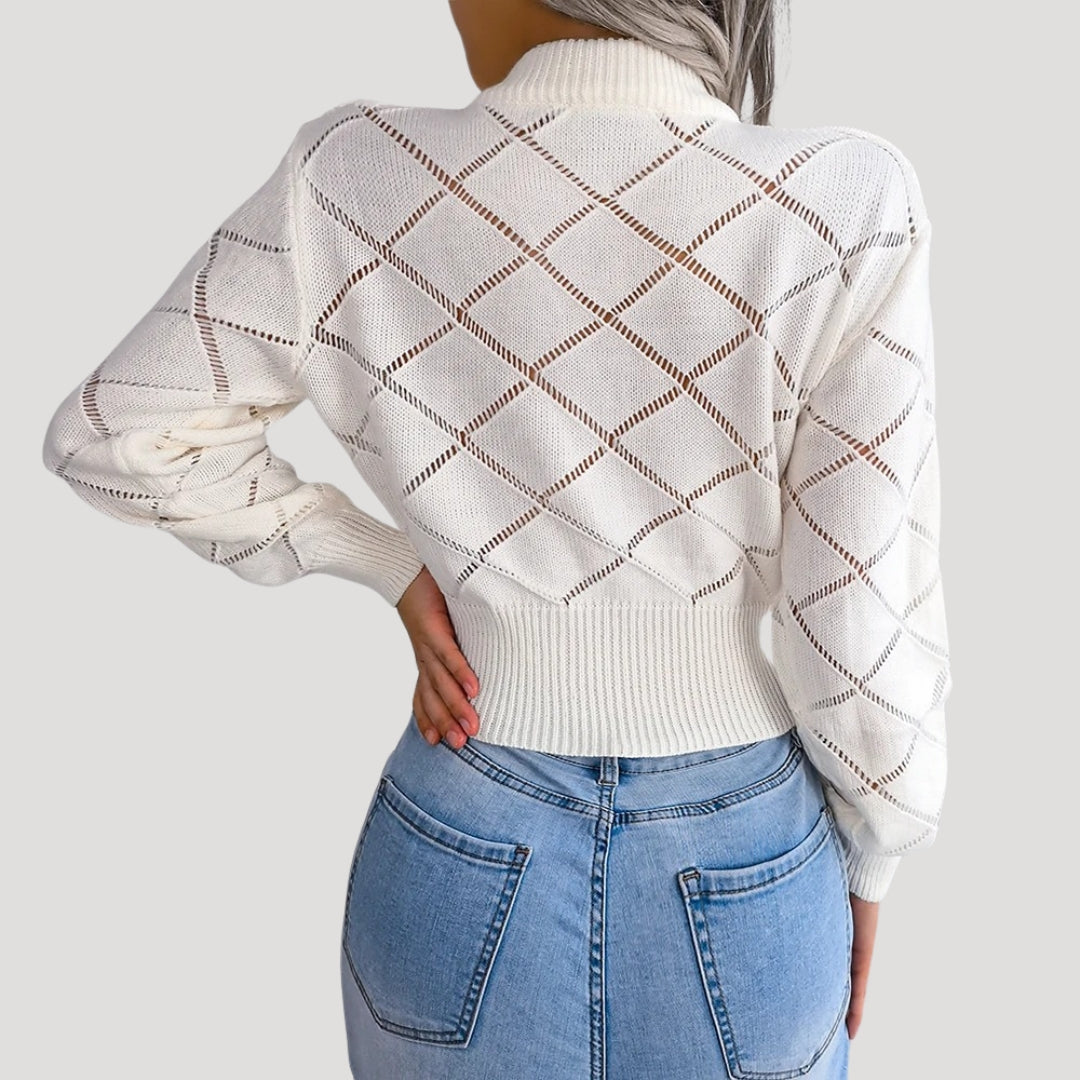 Pull Femme Tricoté à Encolure Haute 4