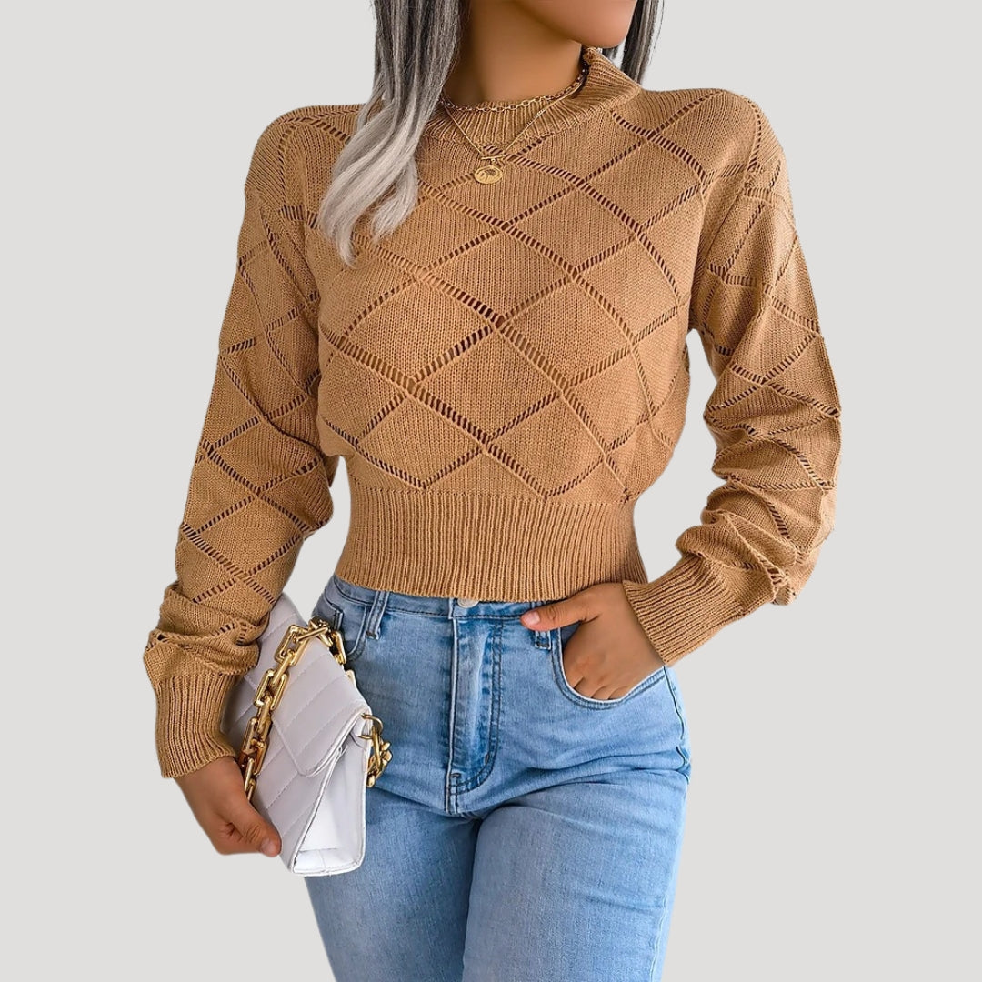 Pull Femme Tricoté à Encolure Haute 5