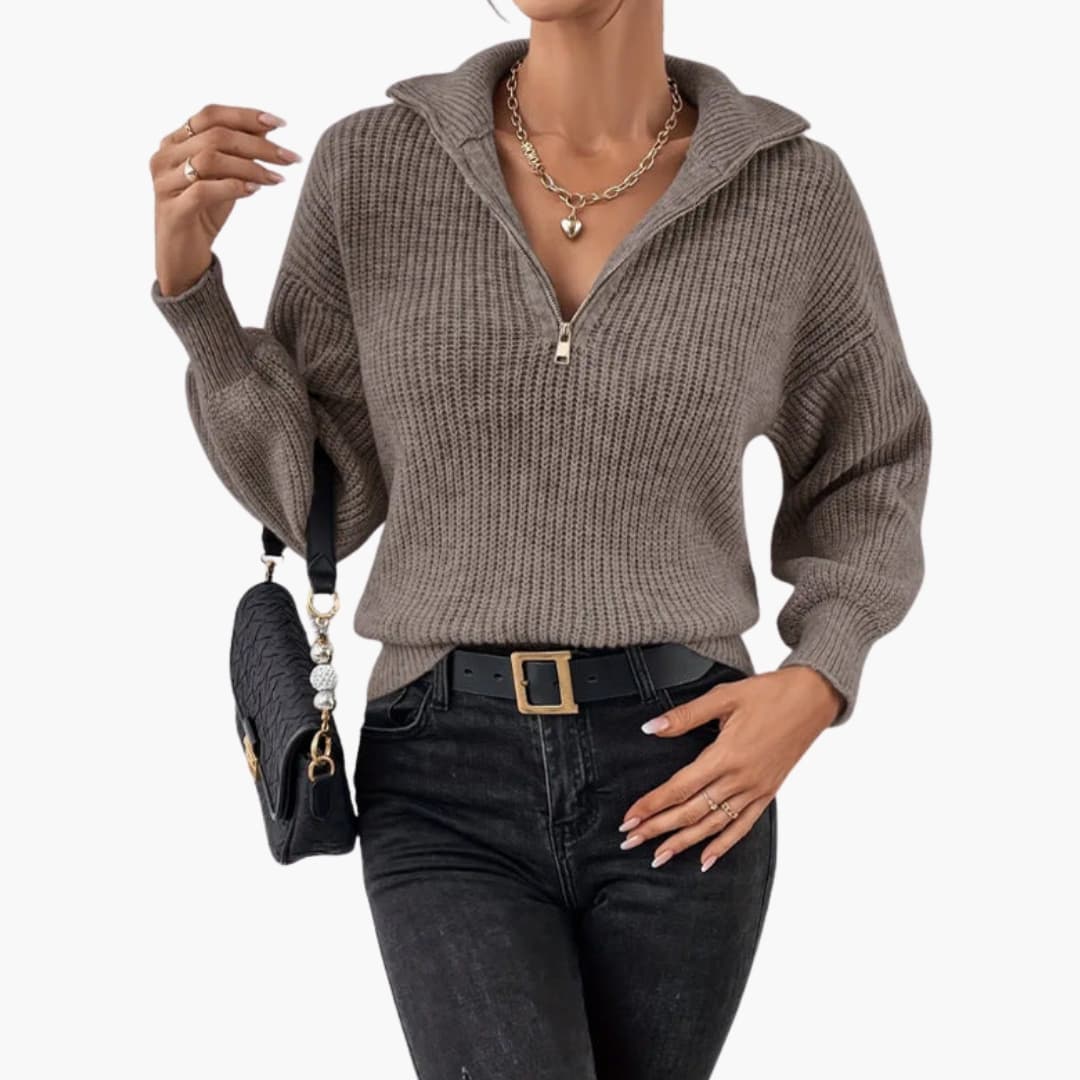 Pull Femme Tricoté à Halfzip Moderne 0