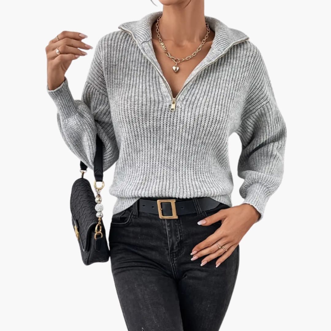 Pull Femme Tricoté à Halfzip Moderne 1