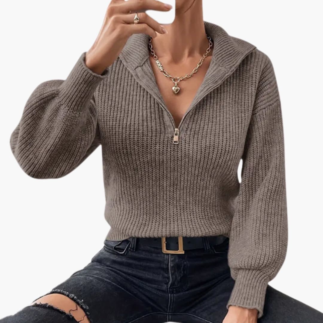 Pull Femme Tricoté à Halfzip Moderne 6