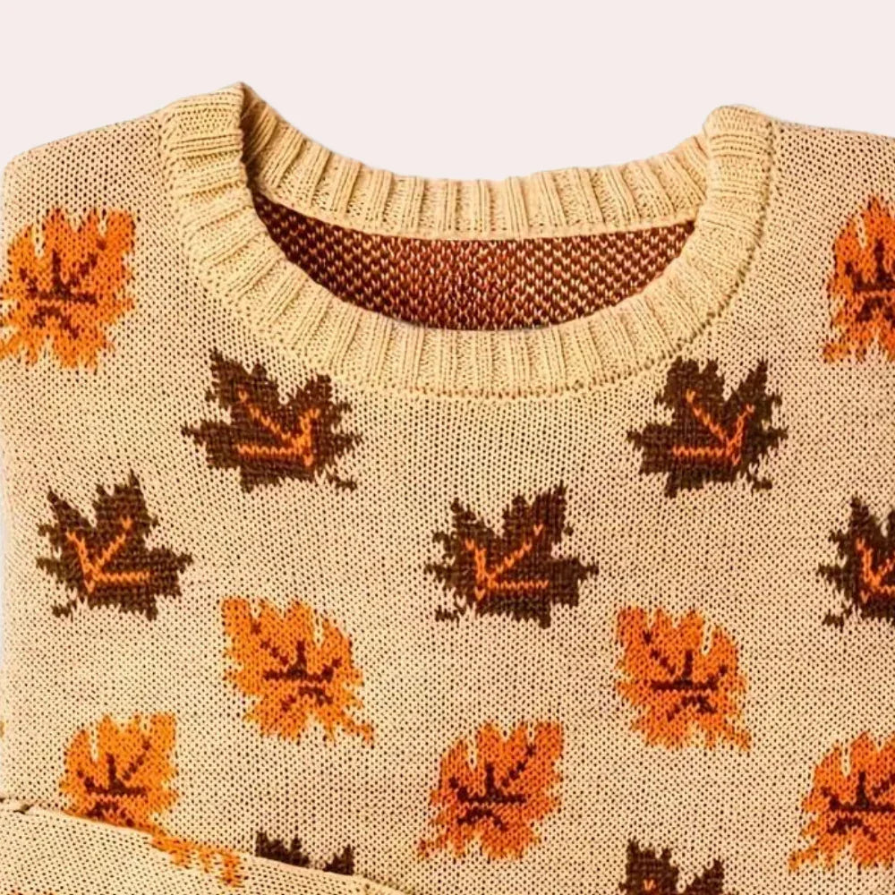 Pull Femme Tricoté à Motif Feuille 3