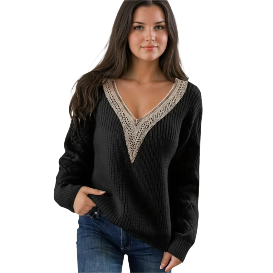Pull Femme Tricoté avec Détails Élégants 0