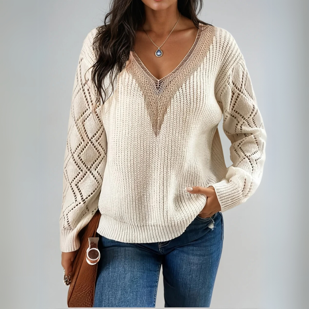 Pull Femme Tricoté avec Détails Élégants 2