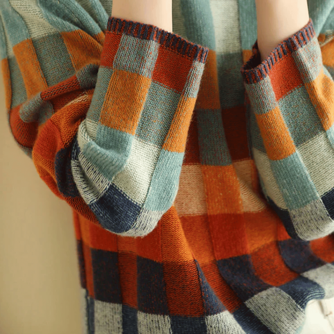 Pull Femme Turtleneck Patchwork Doux et Confortable 3