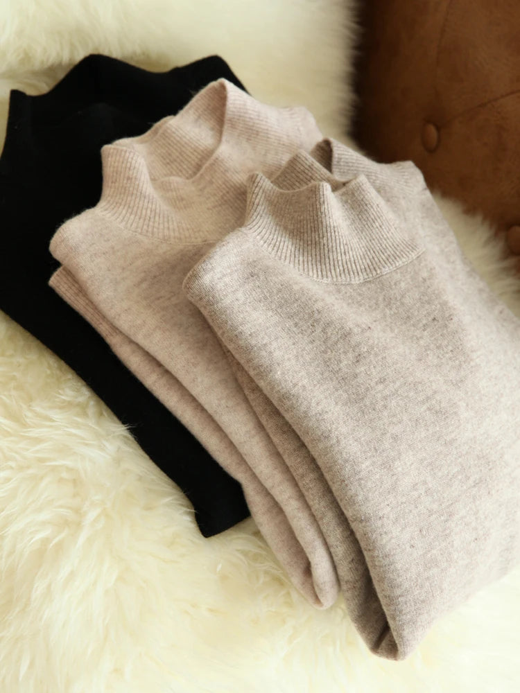Pull Femme Turtleneck Tricoté à Manches Longues pour Automne Hiver 0
