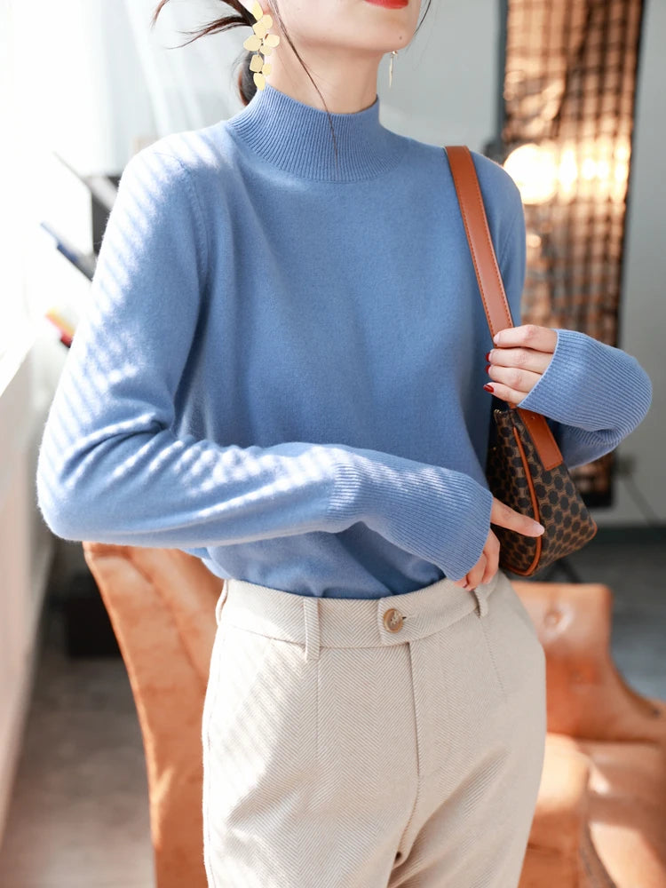 Pull Femme Turtleneck Tricoté à Manches Longues pour Automne Hiver 5