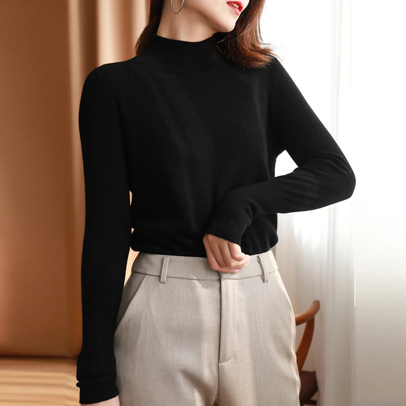 Pull Femme Turtleneck Tricoté à Manches Longues pour Automne Hiver 7