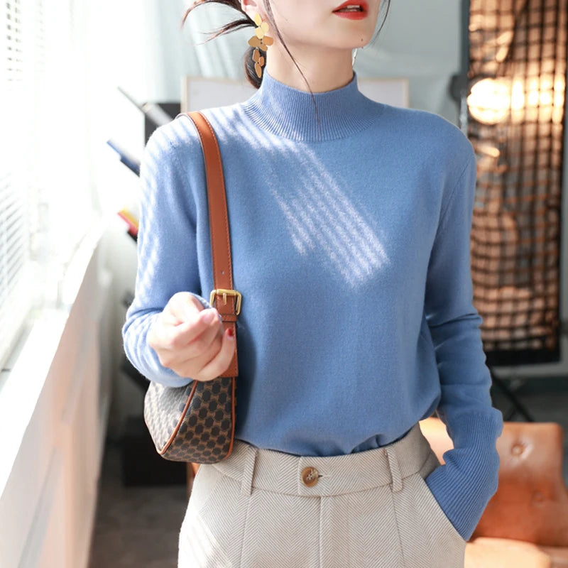 Pull Femme Turtleneck Tricoté à Manches Longues pour Automne Hiver 8