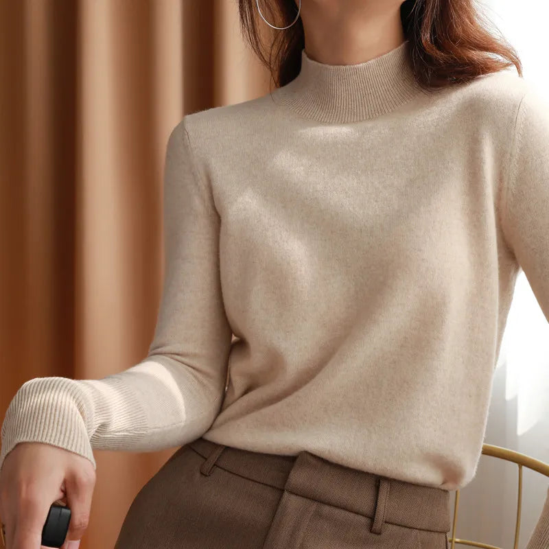 Pull Femme Turtleneck Tricoté à Manches Longues pour Automne Hiver 9