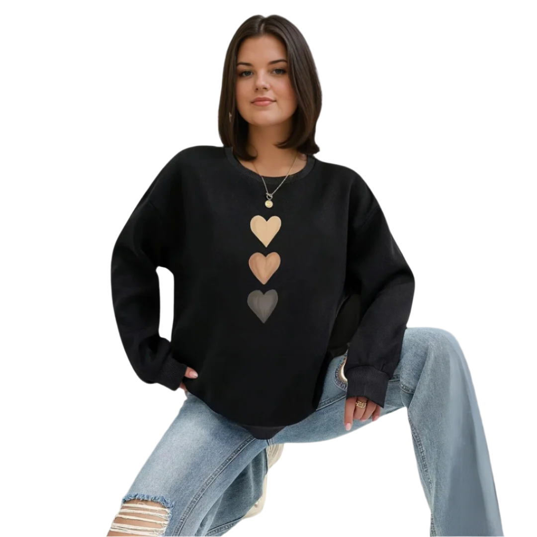 Pull Femme à Cœur Détail Gradient en Tissu Doux 1