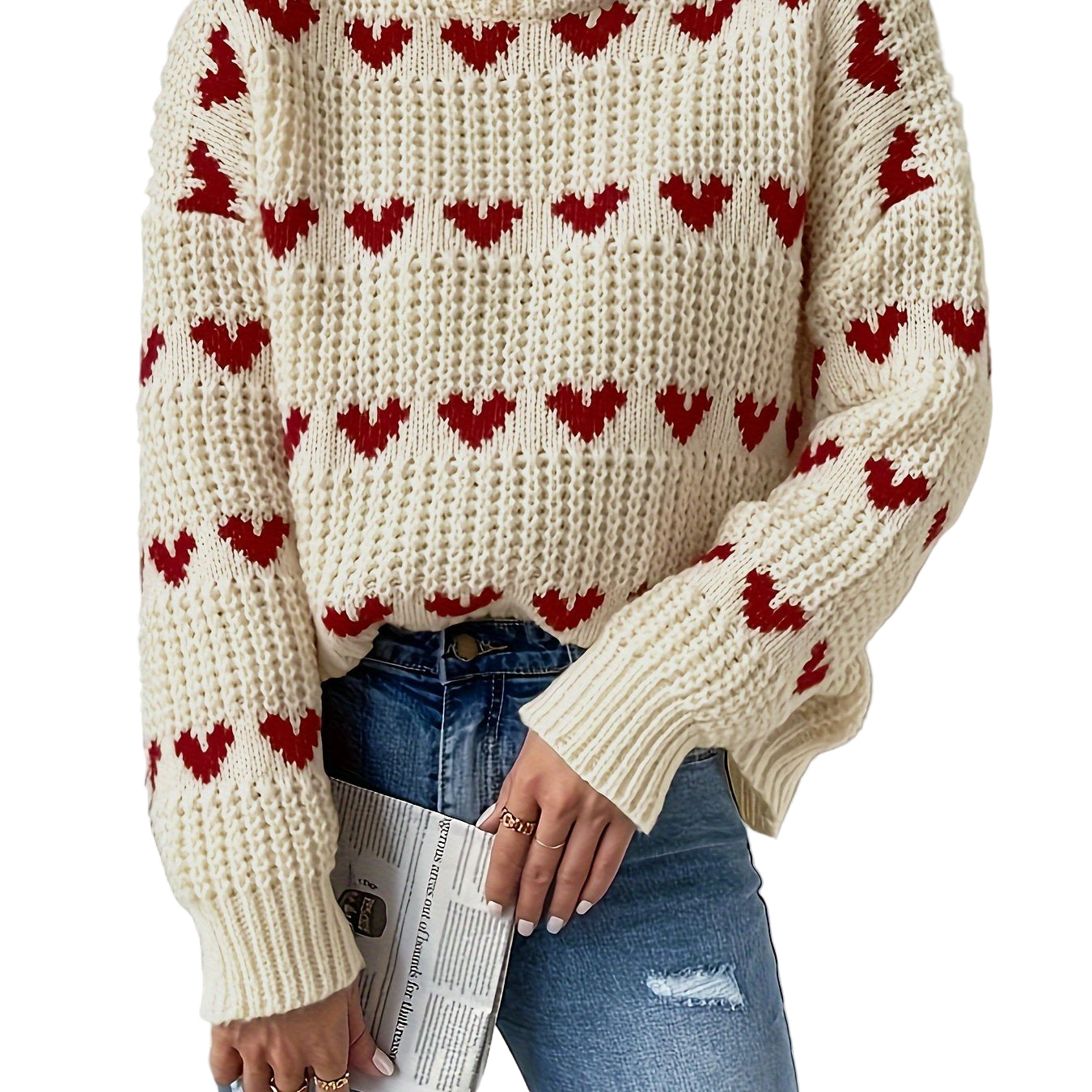 Pull Femme à Col Montant Tricoté Manches Longues Confortable 0