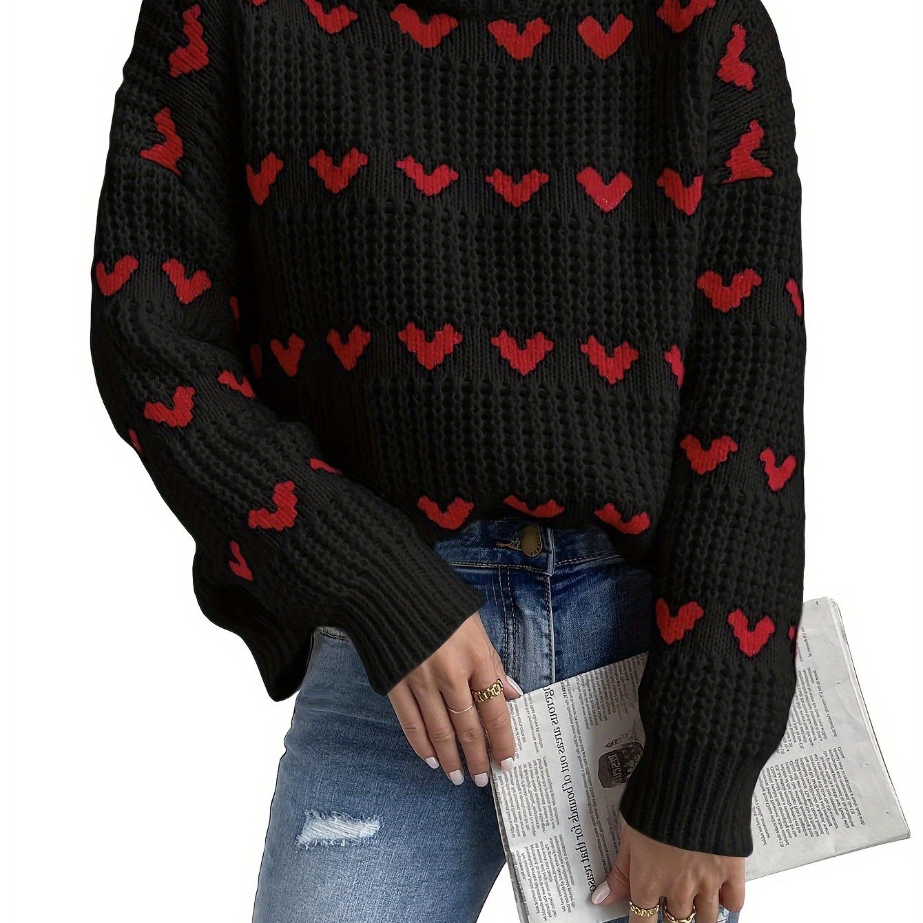 Pull Femme à Col Montant Tricoté Manches Longues Confortable 3