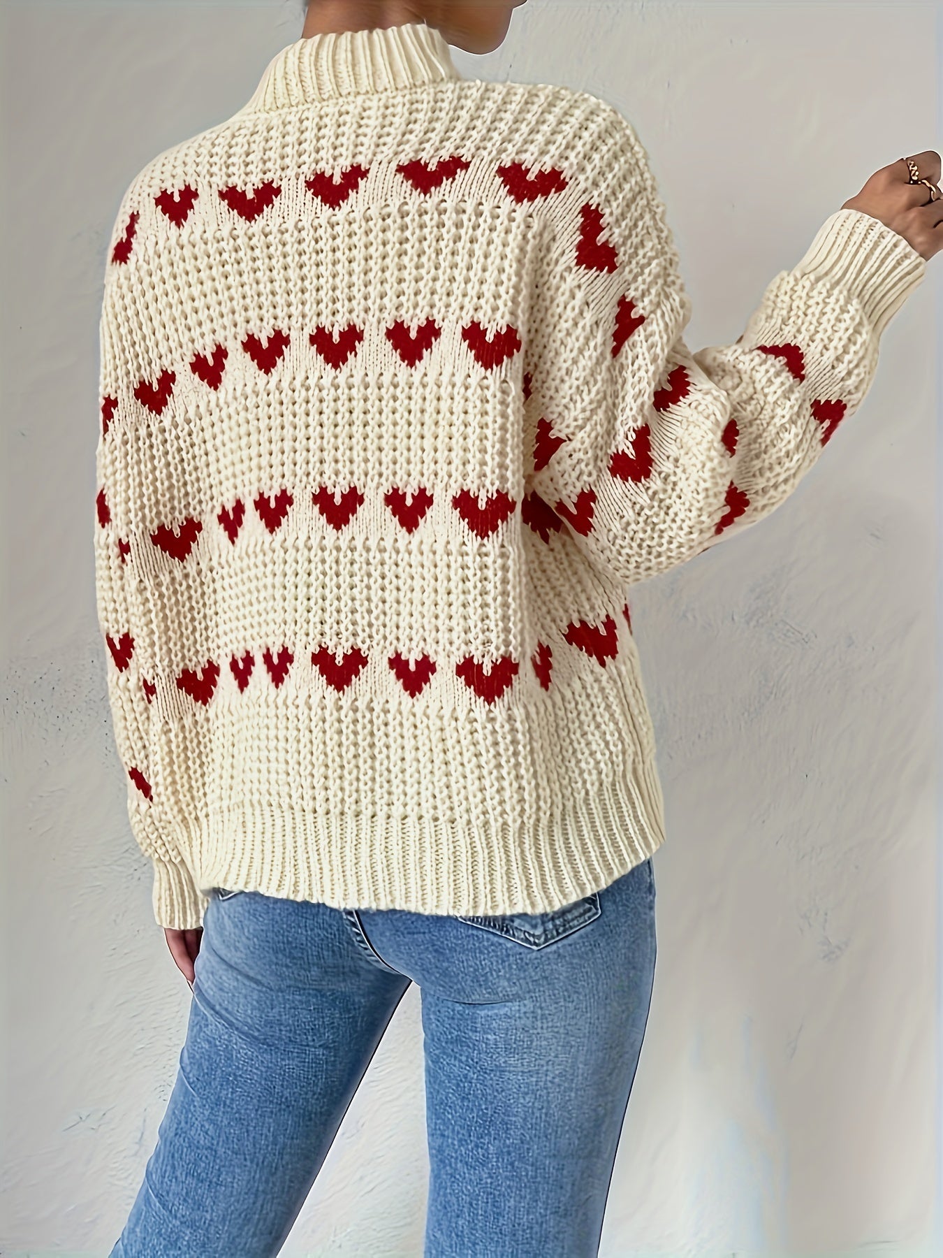 Pull Femme à Col Montant Tricoté Manches Longues Confortable 4