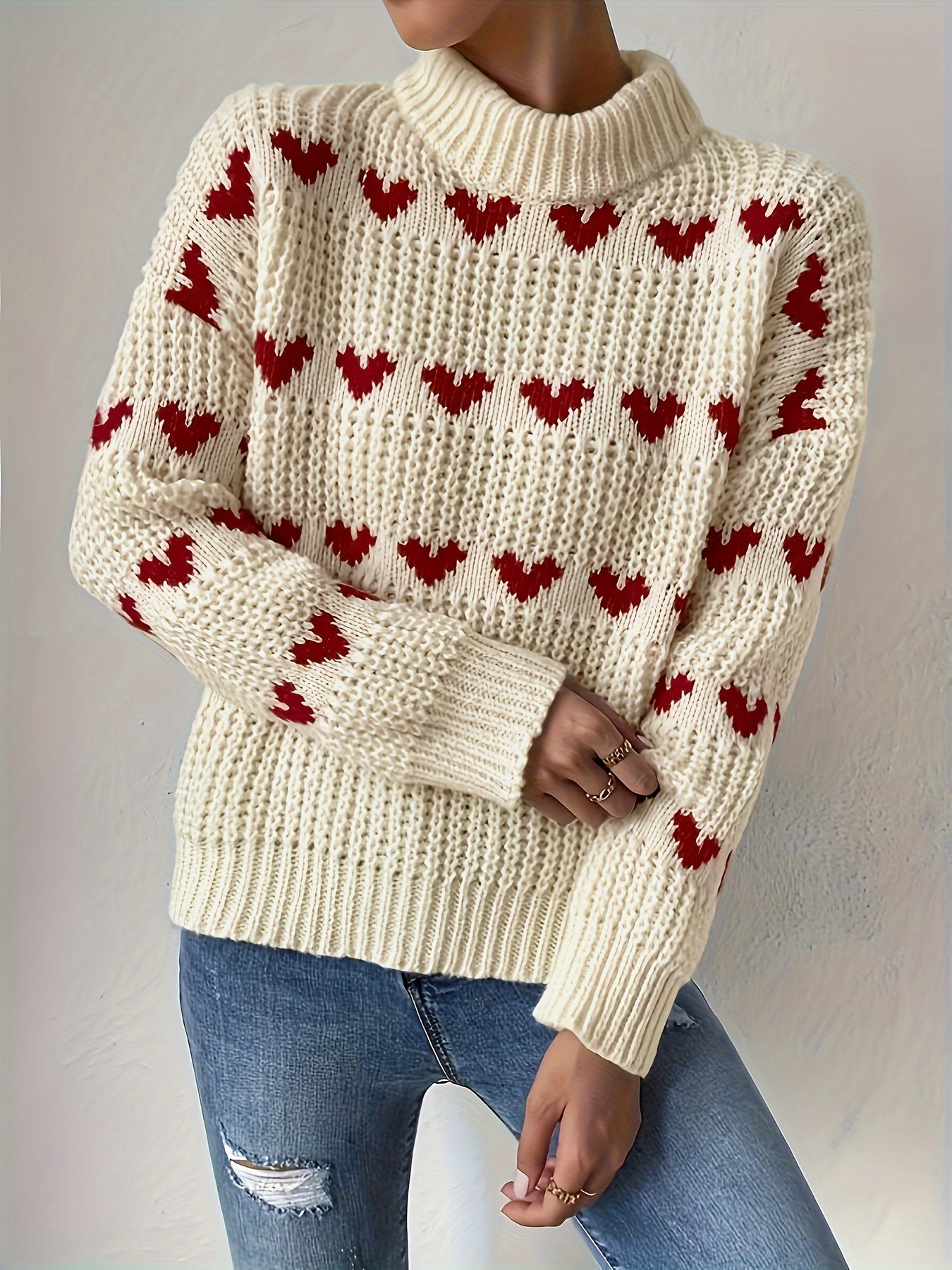 Pull Femme à Col Montant Tricoté Manches Longues Confortable 6