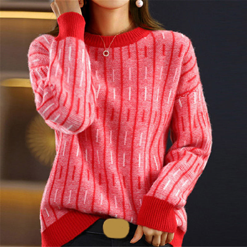 Pull Femme à Col Rond Géométrique 2