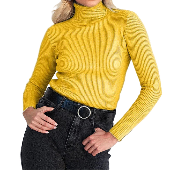 Pull Femme à Col Roulé Côtelé 2