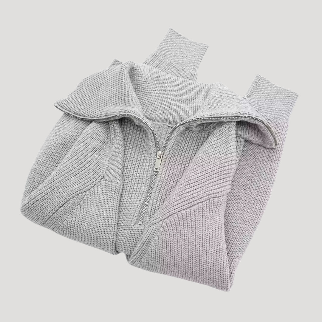Pull Femme à Demi-Zipper Côtelé 1