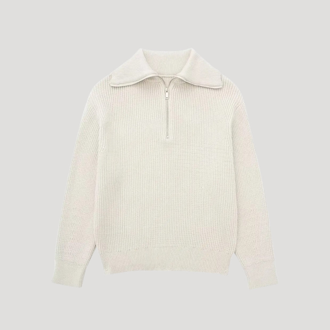 Pull Femme à Demi-Zipper Côtelé 2