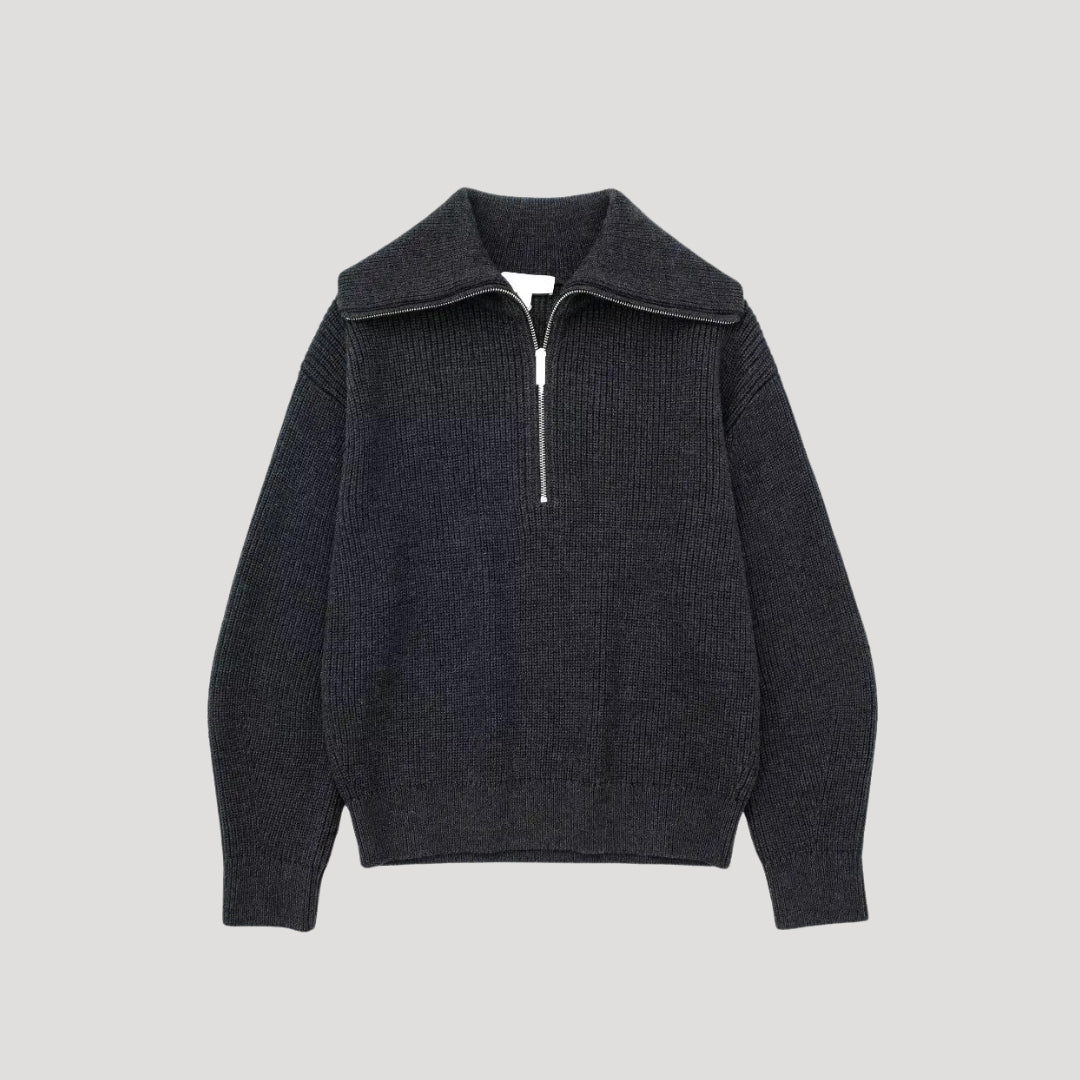 Pull Femme à Demi-Zipper Côtelé 5
