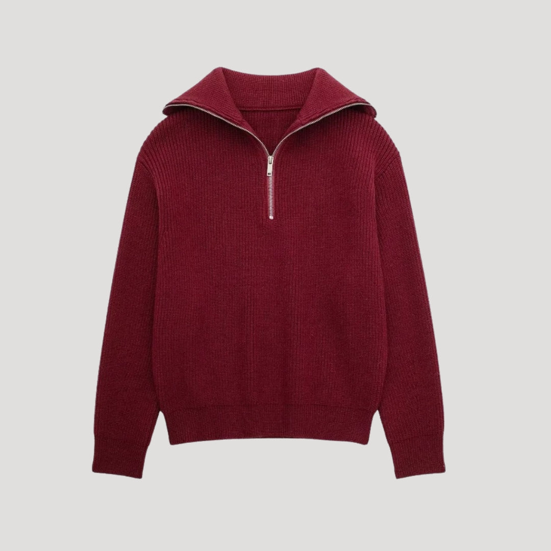 Pull Femme à Demi-Zipper Côtelé 7