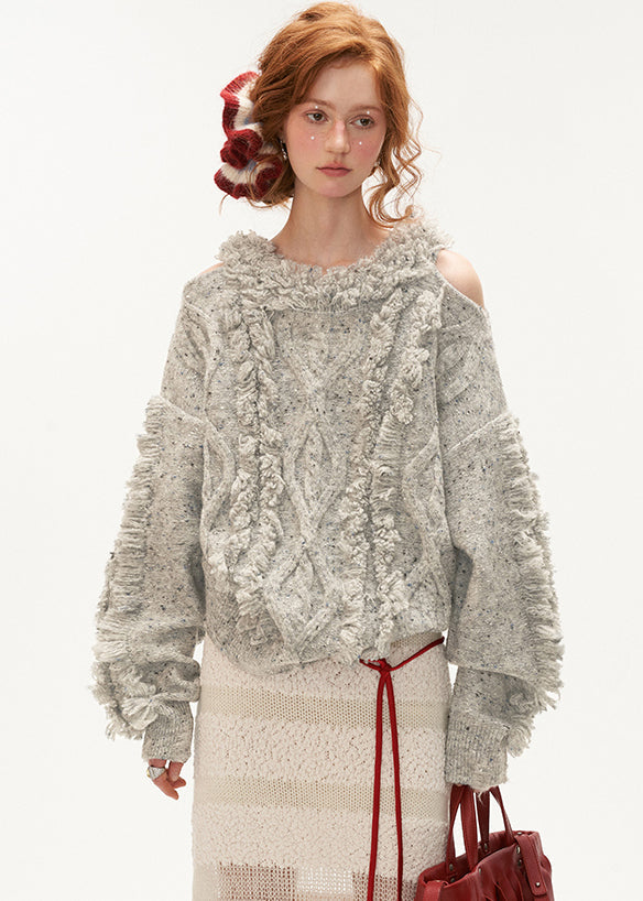 Pull Femme à Épaules Dénudées en Tricot 1