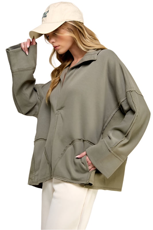 Pull Femme à Manches Dolman Viscose Col V Casual 0