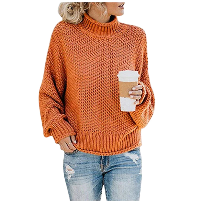 Pull Femme à Manches Longues Col Montant Chic 0
