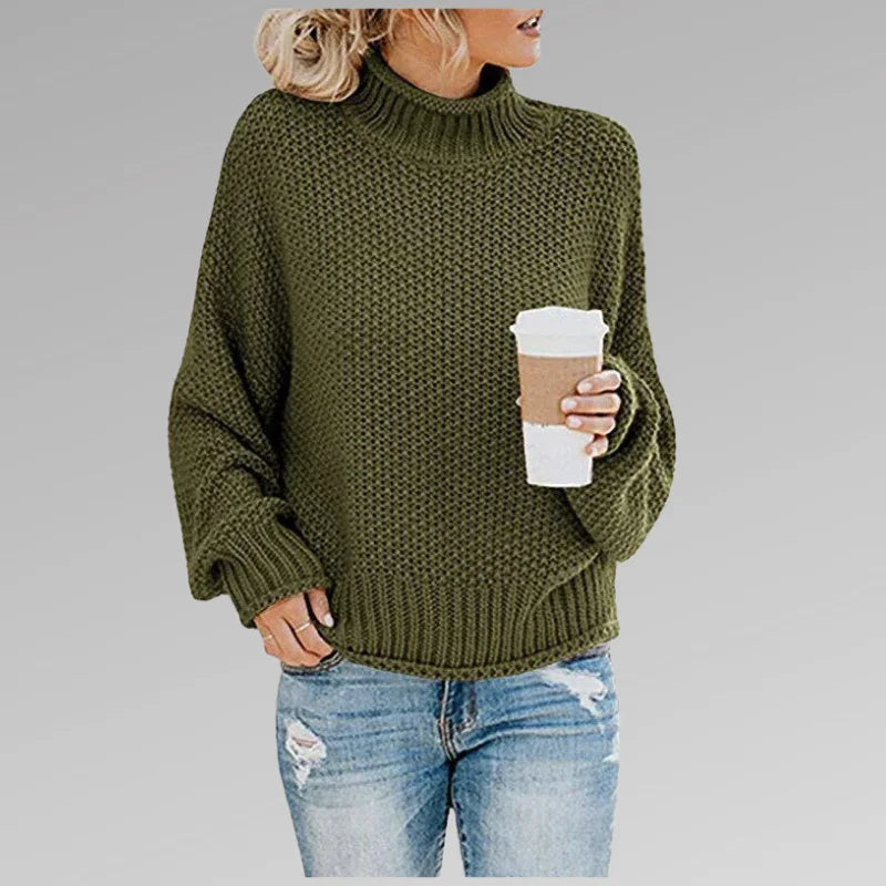 Pull Femme à Manches Longues Col Montant Chic 1